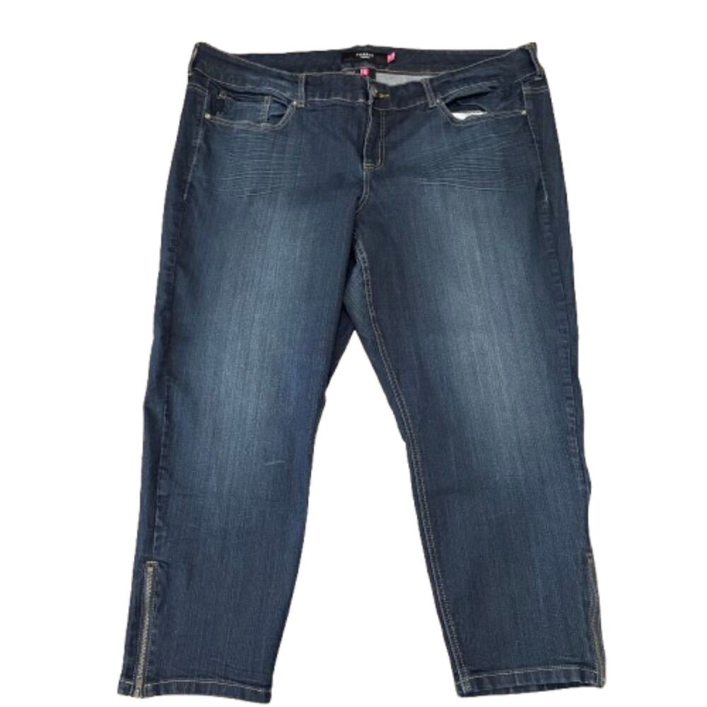 Torrid Ankle Cropped Skinny Jeans Dark‎ Wash Denim Zipper Detail Plus Size 24